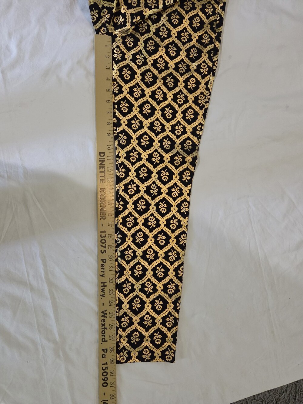 Old Navy Pixie Mid-Rise Gold Black Brocade Ankle Pants 10 - Picture 12 of 12